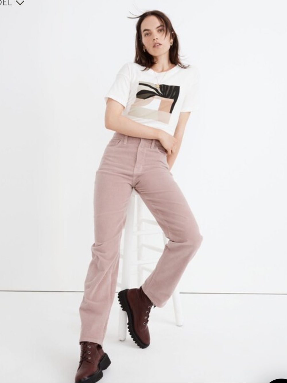 Madewell The Perfect Vintage Straight Jean Corduroy Edition Pale Thistle Pink 29